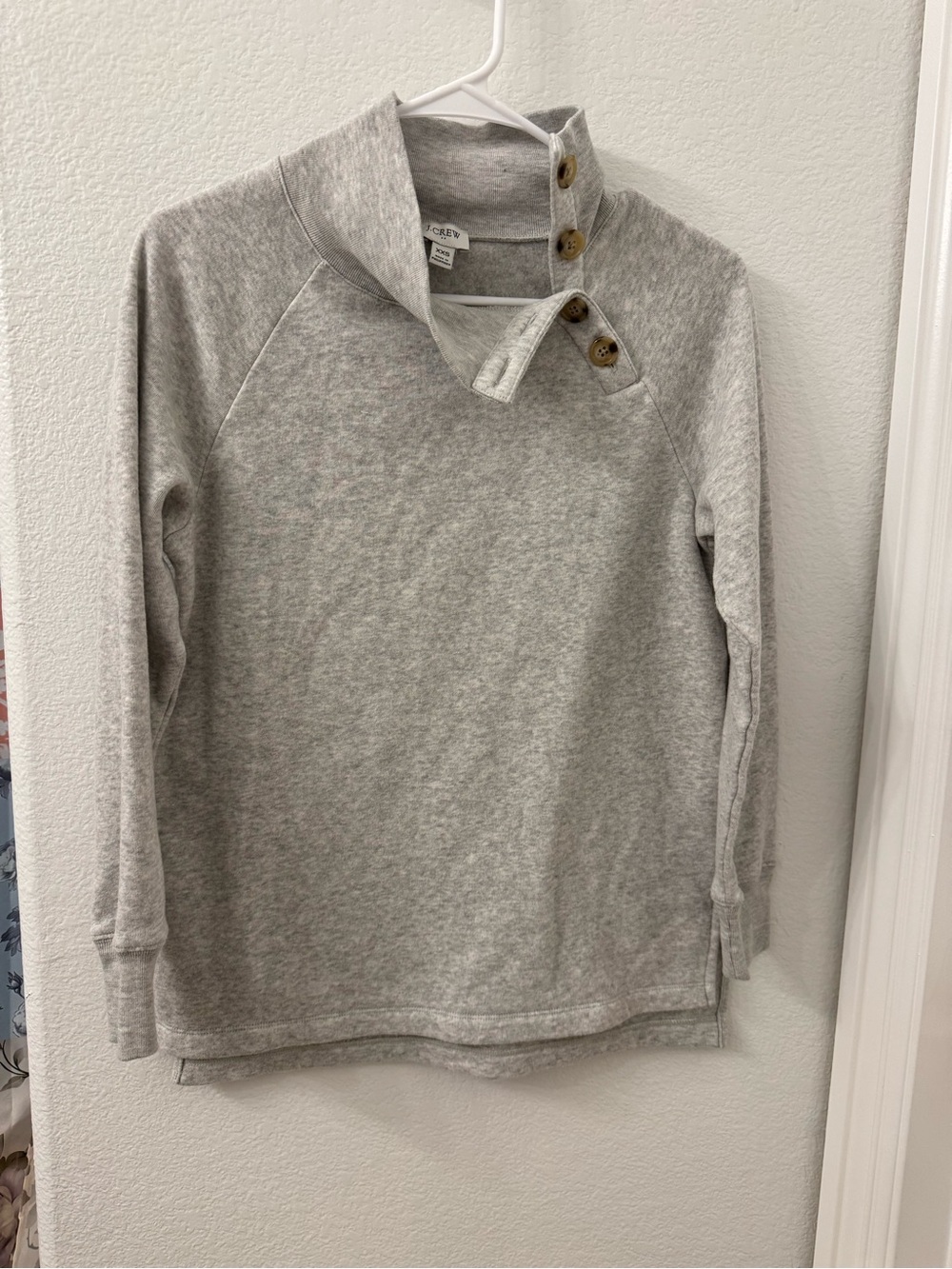 J. Crew Light Gray Button-Neck Sweatshirt XXS